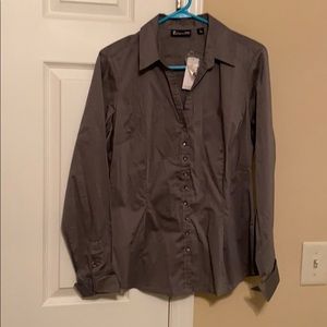 Button up grey blouse